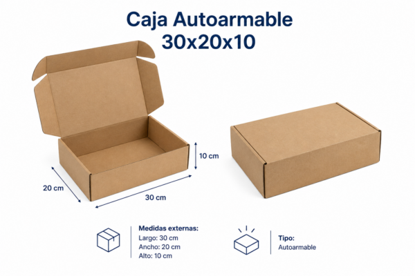 Caja Autoarmable 30x20x10 Pack de 50 und